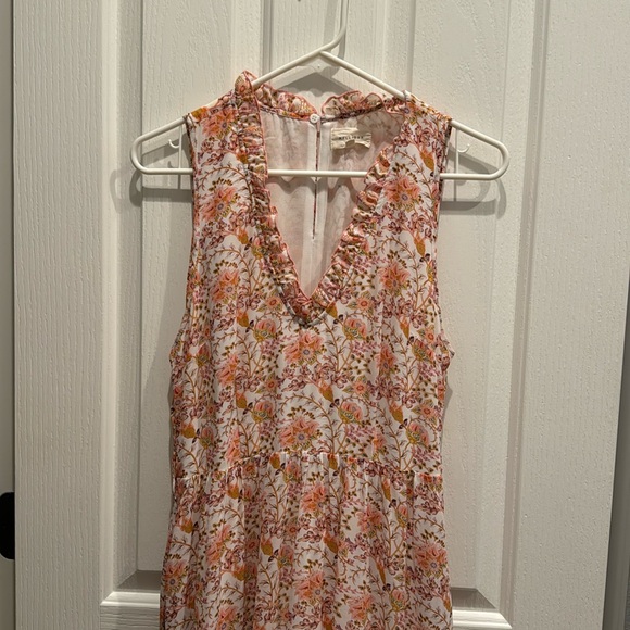 MELLODAY Floral Ruffle Trim Maxi Dress Medium, IVORY/ PINK CARNATION - Picture 7 of 10